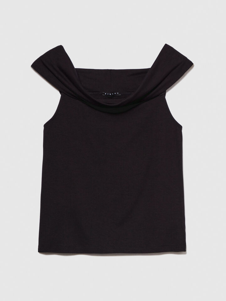Bare shoulder t-shirt - women's short sleeve t-shirts - Black | Sisley image number 7